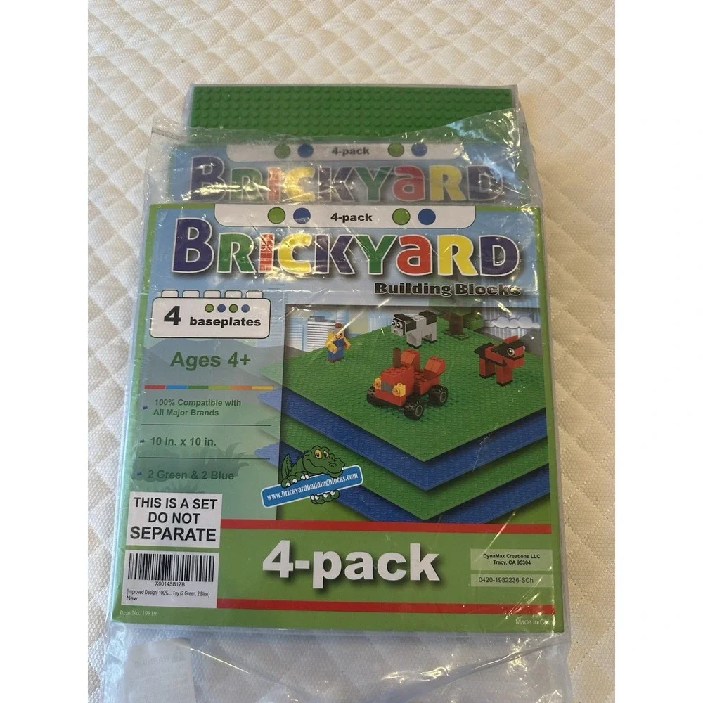 Brickyard Building Blocks Baseplate Set 10x10 Inches, 4 Pack (lot Of 3) Legos